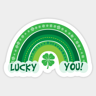 Lucky You! Cute Green Clover Rainbow for St Paddy's Day Sticker